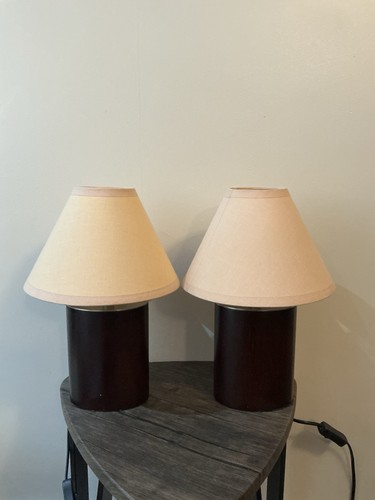 Pair solid wood table lamps - of,