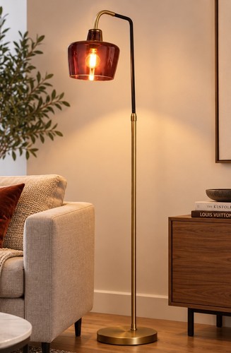 Gold tall floor - floor, lamp