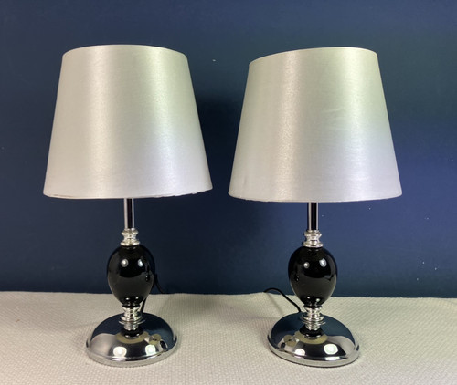 Pair small chrome black - pair, of